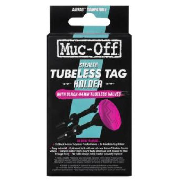 MUC-OFF - Tubeless Tag Holder 44 mm Black/pink (ventil m/holder)